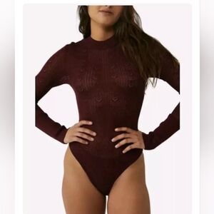 Free People Intimately Sunday Best Long Sleeve Pointelle Bodysuit